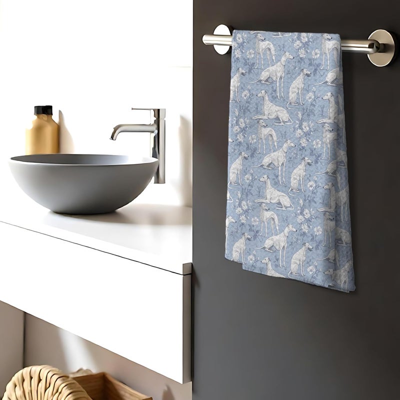 Nipil Greyhound Dog Gifts for Blue Chinoiserie Floral Decor Kitchen Towels，Blue and White Greyhound Dog Grandmillennial Decorative Dish Tea Towels for Kitchen Bathroom,16x24 Inch - Image 3
